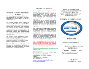 Research Journal of Agricultural Science The accepted papers will
