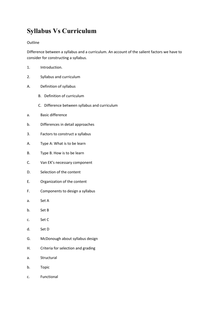 Syllabus Vs Curriculum Syllabus Vs Curriculum