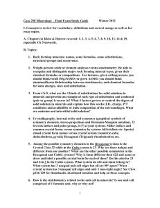 Geos 250 Mineralogy – Final Exam Study Guide