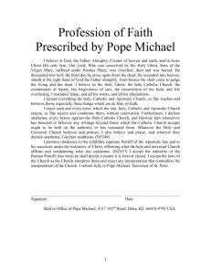 Profession of Faith Prescribed by Pope Michael