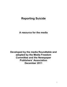 Reporting Suicide: A resource for the media (doc