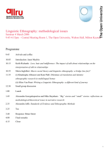 Linguistic Ethnography: methodological issues