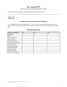 Equipment Form and Instrumentation Table