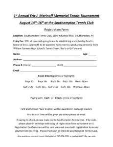1st Annual Eric J. Marinoff Memorial Tennis Tournament August 14