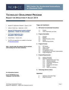 Technology Development Program Request for Applications August