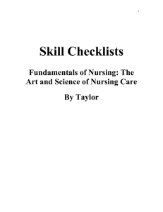 Skills Checklists to Accompany Taylor Fundamentals of Nursing