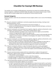 Exemption Categories (45 CFR 46