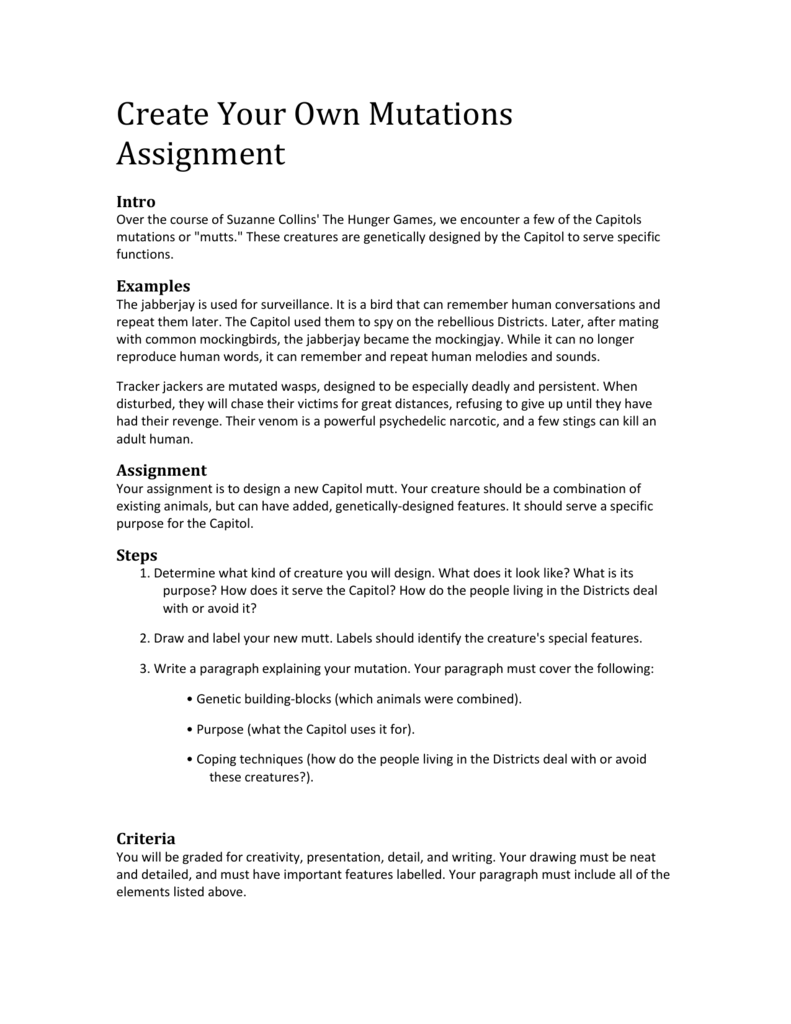 Create Your Own Mutations Assignment