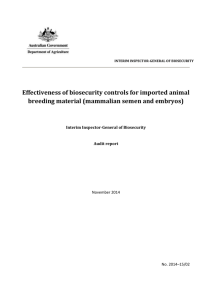 Effectiveness of biosecurity controls for imported animal breeding