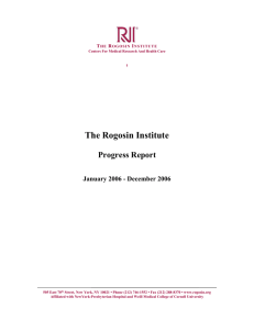 Progress Report - Rogosin Institute