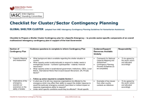 Shelter Cluster Contingency Planning Checklist