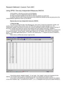 Using SPSS, Handout 10: One-way Independent