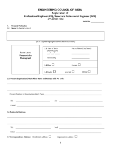 PE/APE Registration Form - Engineering Council of India