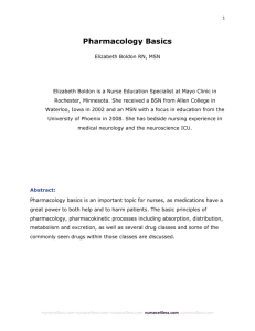 1 Pharmacology Basics Elizabeth Boldon RN, MSN Elizabeth