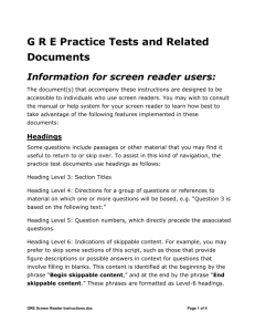 Information for screen reader users: