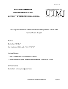 ELECTRONIC SUBMISSION - University of Toronto Medical Journal
