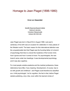Homage to Jean Piaget