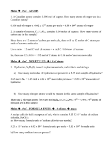 Review of Moles and StoichiometryANSWERS