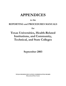 Appendices to the Reporting and Procedures Manuals