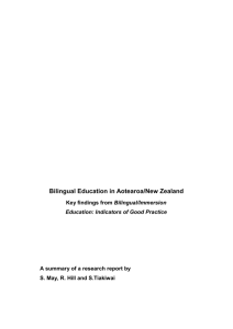 Best Practices in Bilingual/Immersion Education in Aotearoa/New