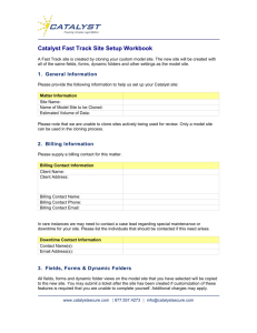 CR Fast Track Site Setup Workbook