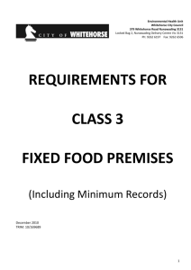 REQUIREMENTS FOR CLASS 3 FIXED FOOD PREMISES
