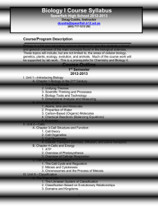 Biology I Course Syllabus - Spearfish School District