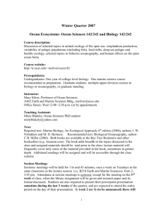 Ocean Ecosystems: Ocean Sciences 142/242 and Biology 142/242
