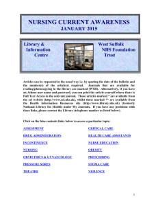 Nursing Current Awareness Issue 171 January 2015