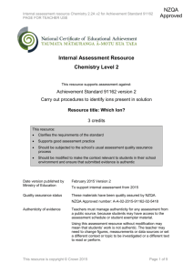 Level 2 Chemistry Internal Assessment Resource