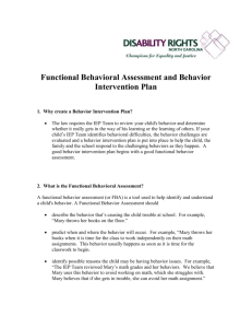 Functional Behavioral Assessment and Behavior Intervention Plan