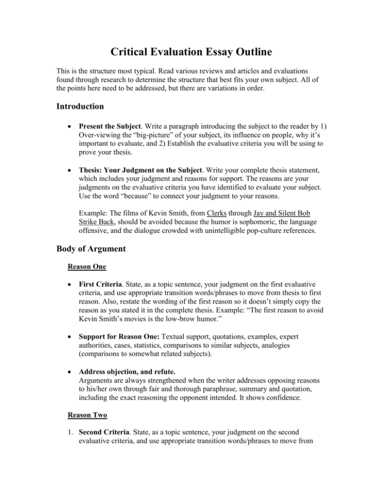 writing an evaluation essay example