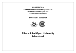 CYP Post Graduate Diploma “Youth in Development”