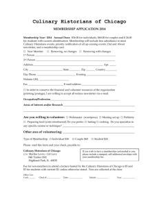 MEMBERSHIP APPLICATION - Culinary Historians of Chicago