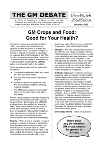 GM Crops and Food - Good for Your Health?