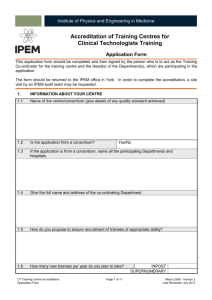 Training Centre Accreditation Application