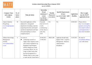 Aviation-related Internship Places (Summer 2015) (as at 1.4.2015