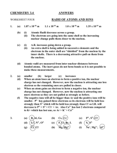 CHEMISTRY 3.4 ANSWERS WORKSHEET FOUR RADII OF ATOMS