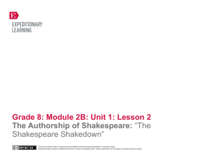 Grade 8: Module 2B: Unit 1: Lesson 2 The Authorship of