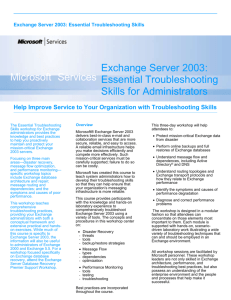 Exchange Server 2003: Essential Troubleshooting Skills Help