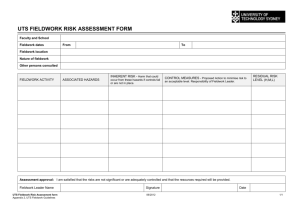 UTS Fieldwork Risk Assessment Form