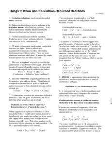 Things to Know About Oxidation/Reduction Reactions