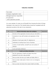 Placement student Induction checklist