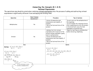 Connecting The Concepts, Rational Expressions
