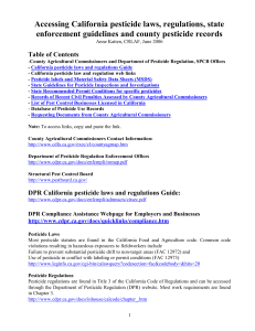 Accessing California pesticide laws, regulations, state enforcement