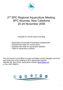 Aquaculture Commodity Prioritisation Questionnaire