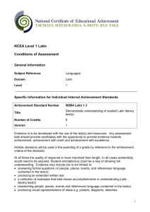 Latin Level 1 conditions of assessment