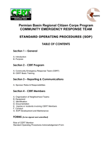 CERT Standard Operating Procedures