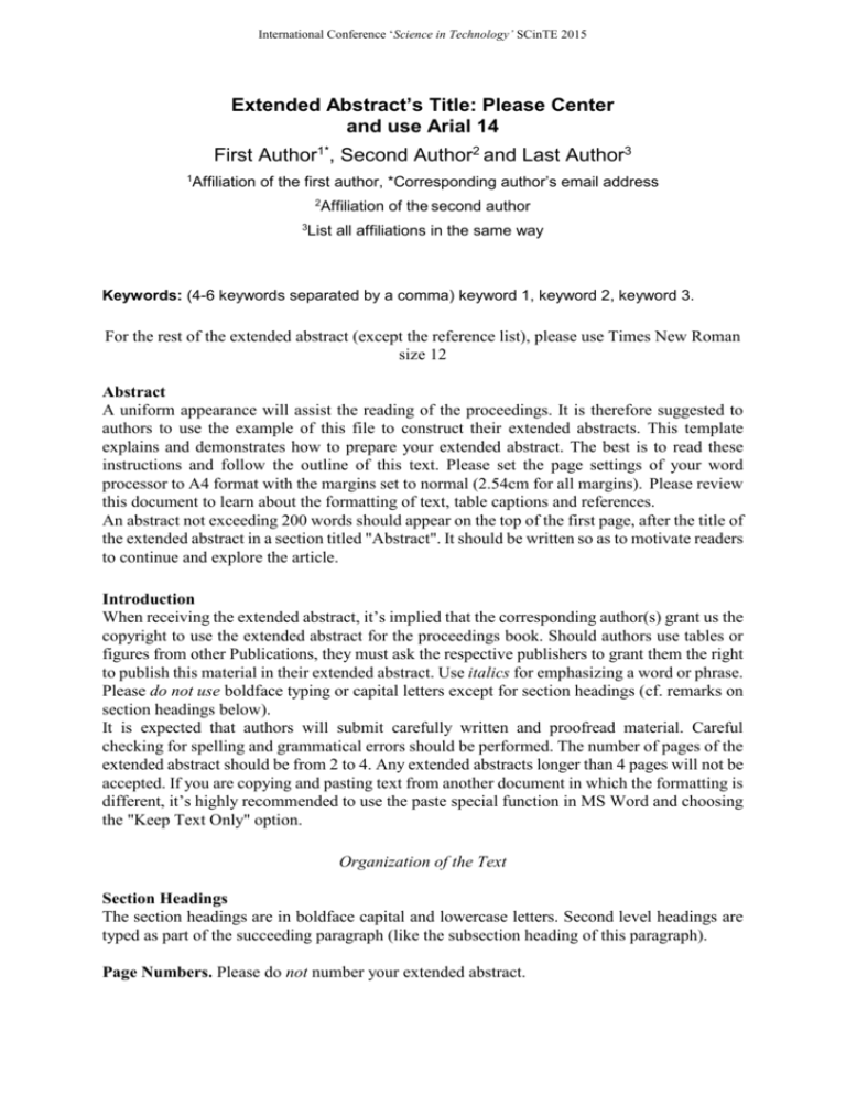 abstract for conference presentation example