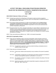 Activity Trip Small Vehicle Rules - Colorado Department of Education